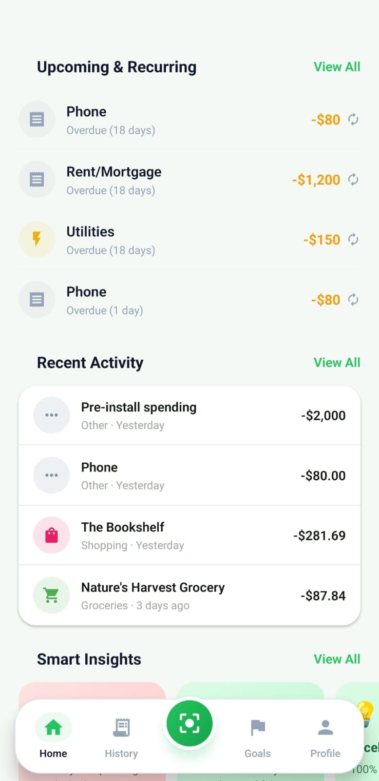 SnapExpense weekly story showing personal finance summary